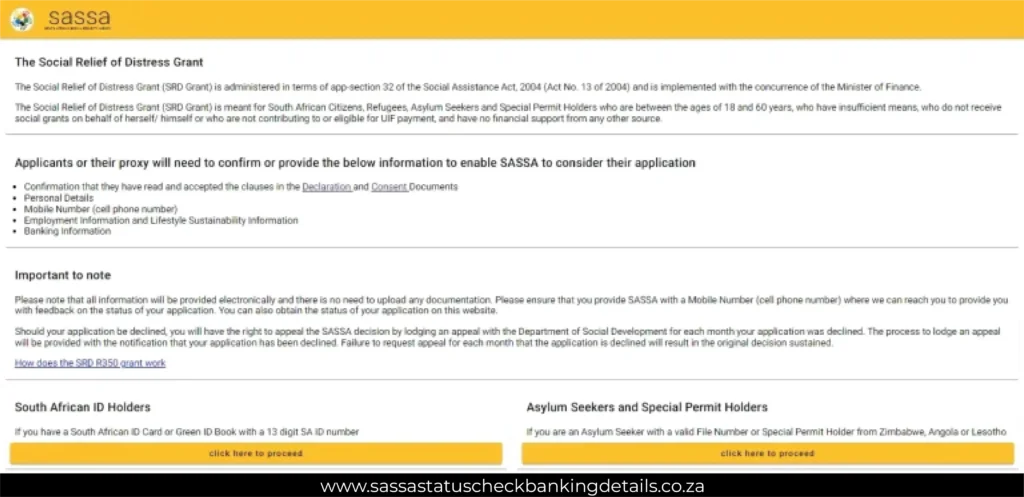 Sassa Banking details website